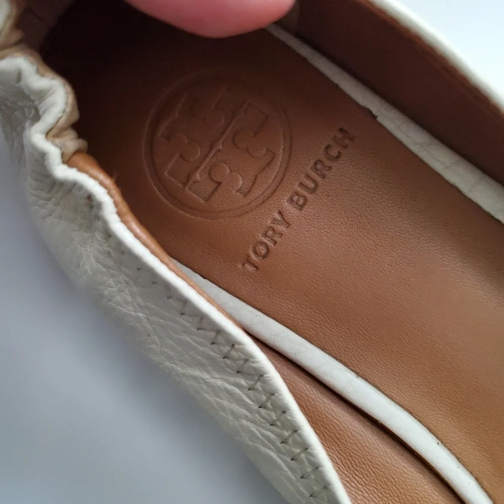Tory Burch Joy Ivory Leather Espadrille Flats